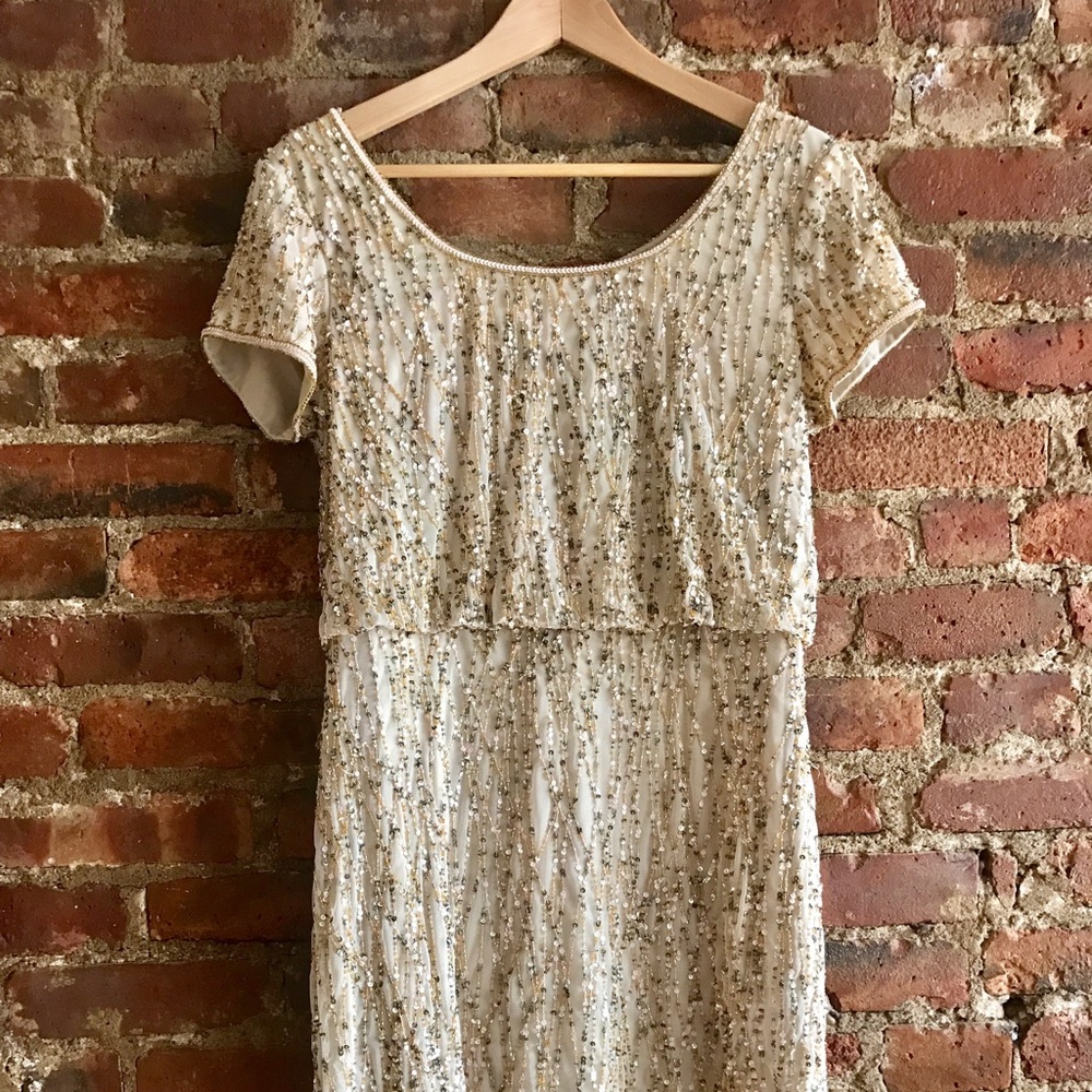 NWT - Gold / Champagne Beaded Cocktail Dress